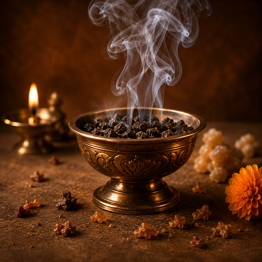 Ceremonial resin bowl with warm glow