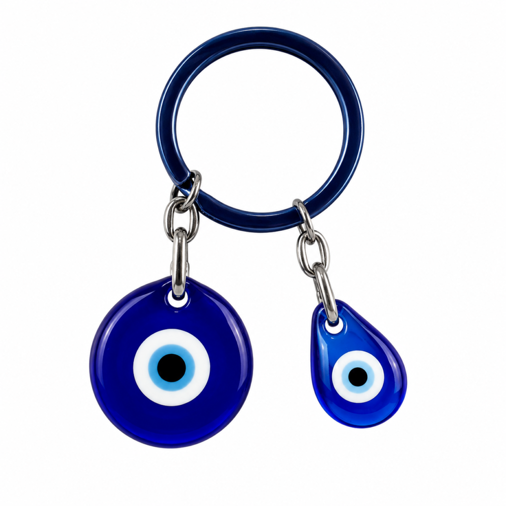 Evil eye keychain with blue charms