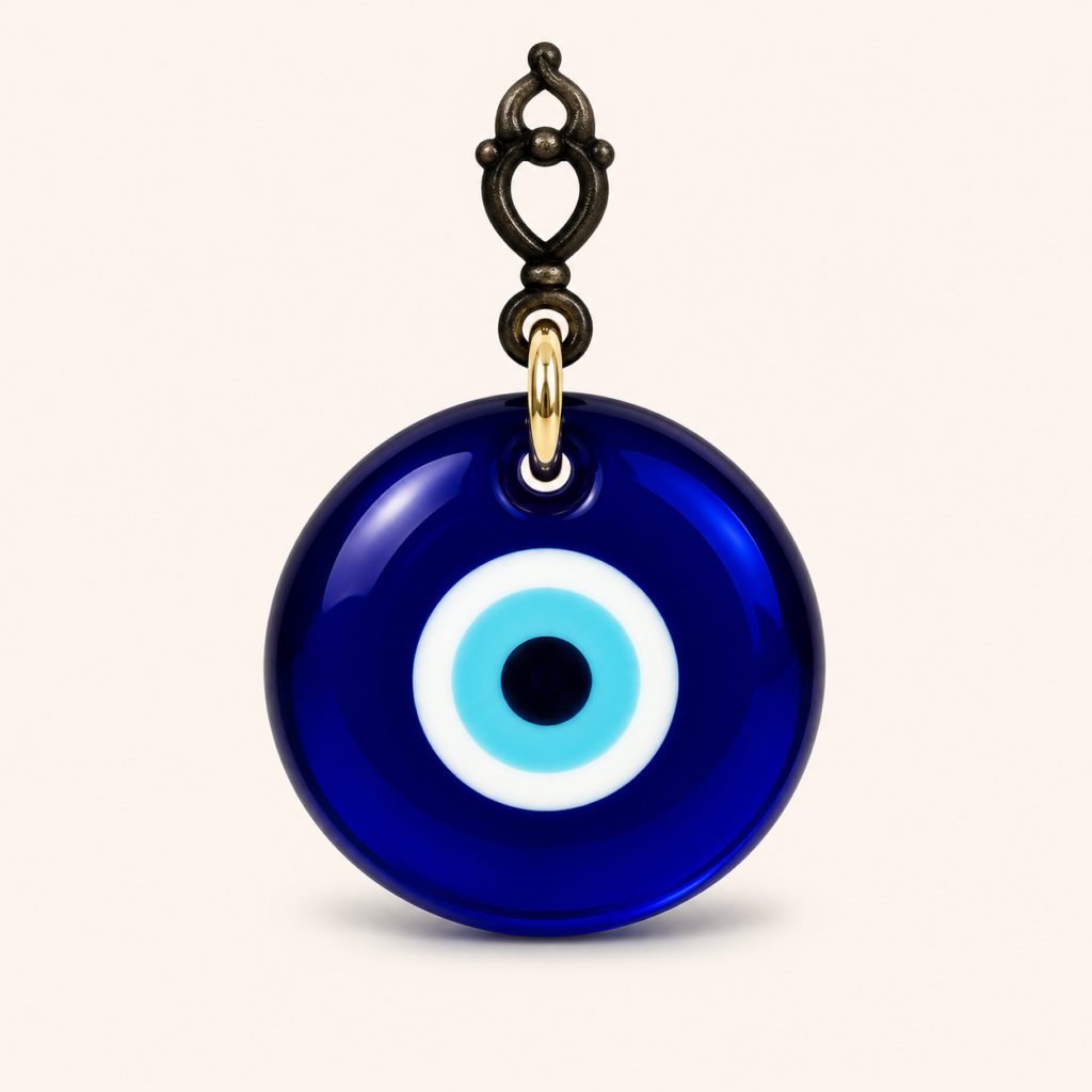 Glossy blue evil eye pendant