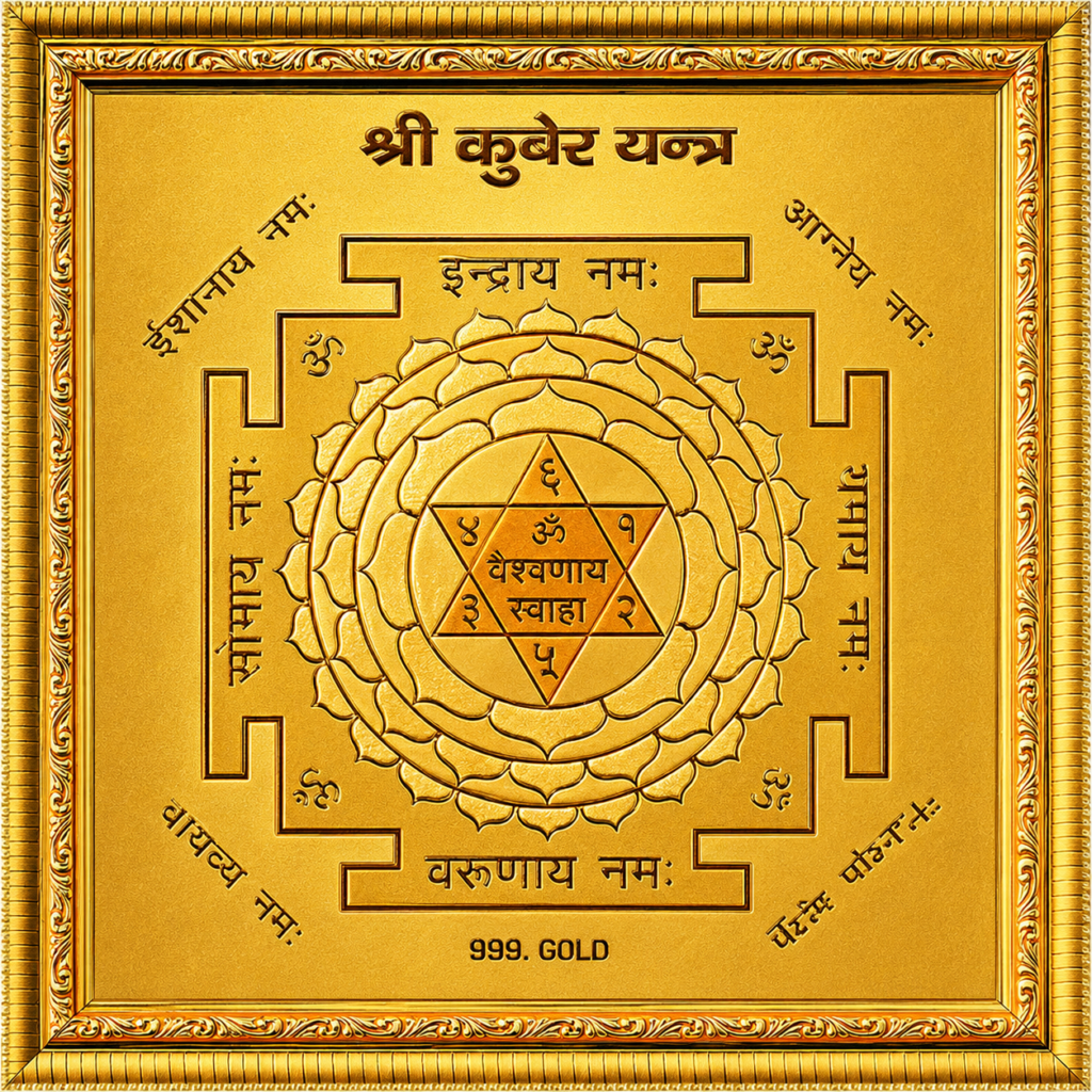 Golden Kuber Yantra with ornate details