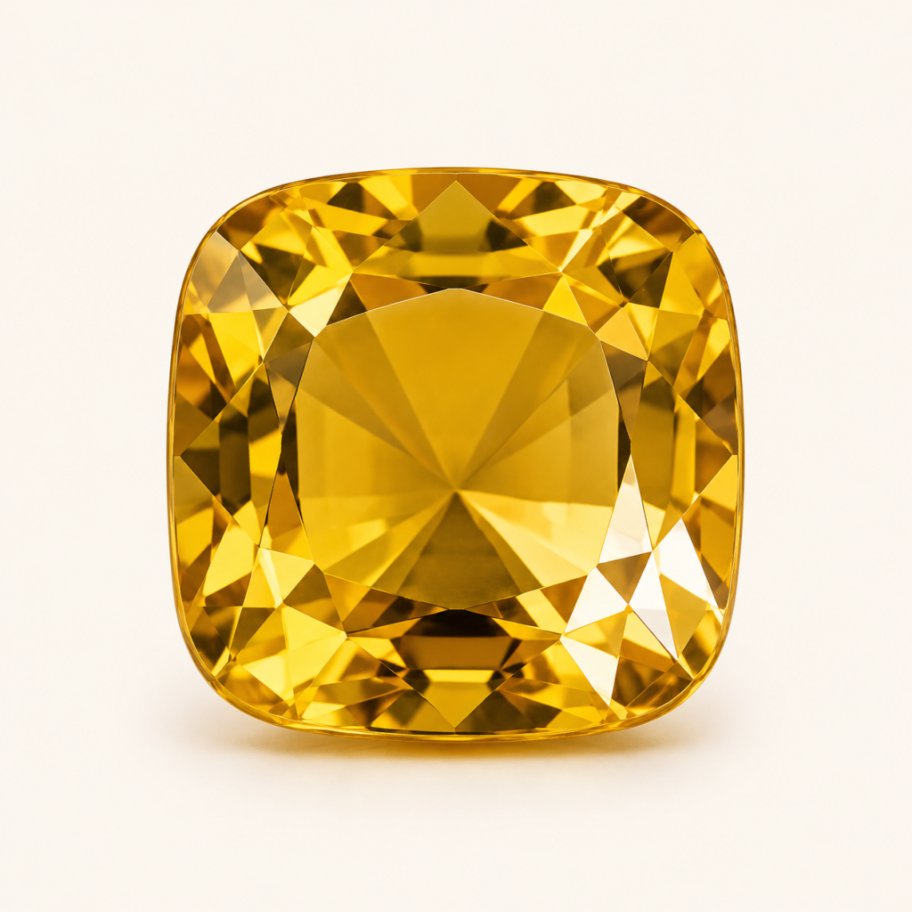 Golden gemstone brilliance in focus