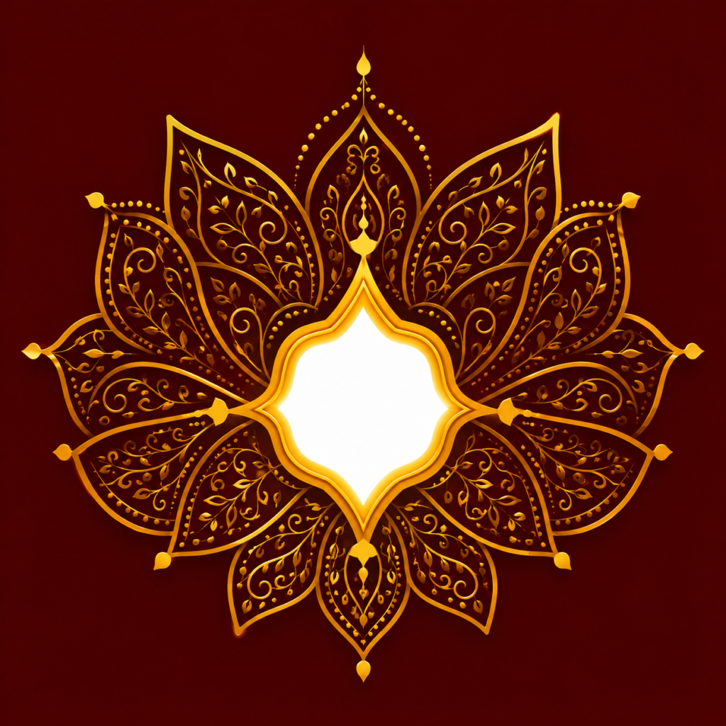 Golden mandala with glowing centerpiece