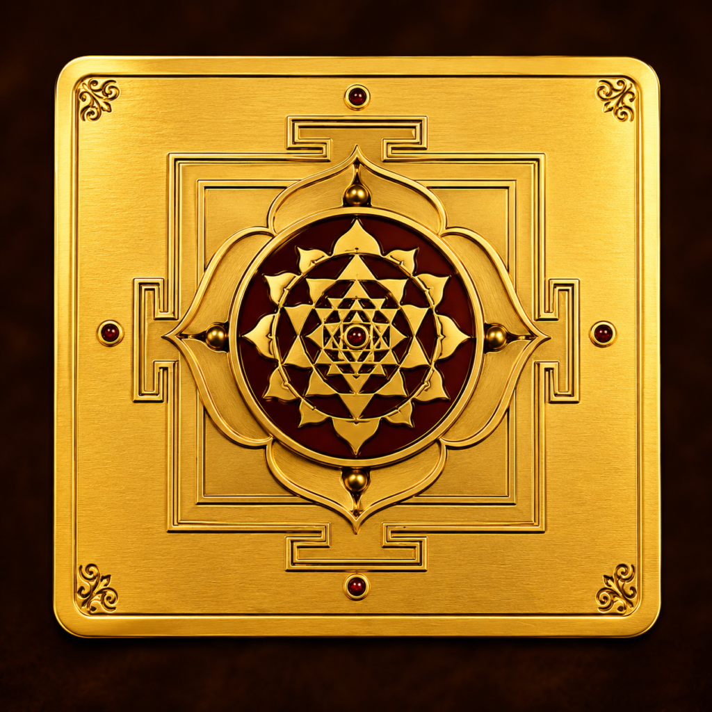 Luxurious gold yantra plaque design