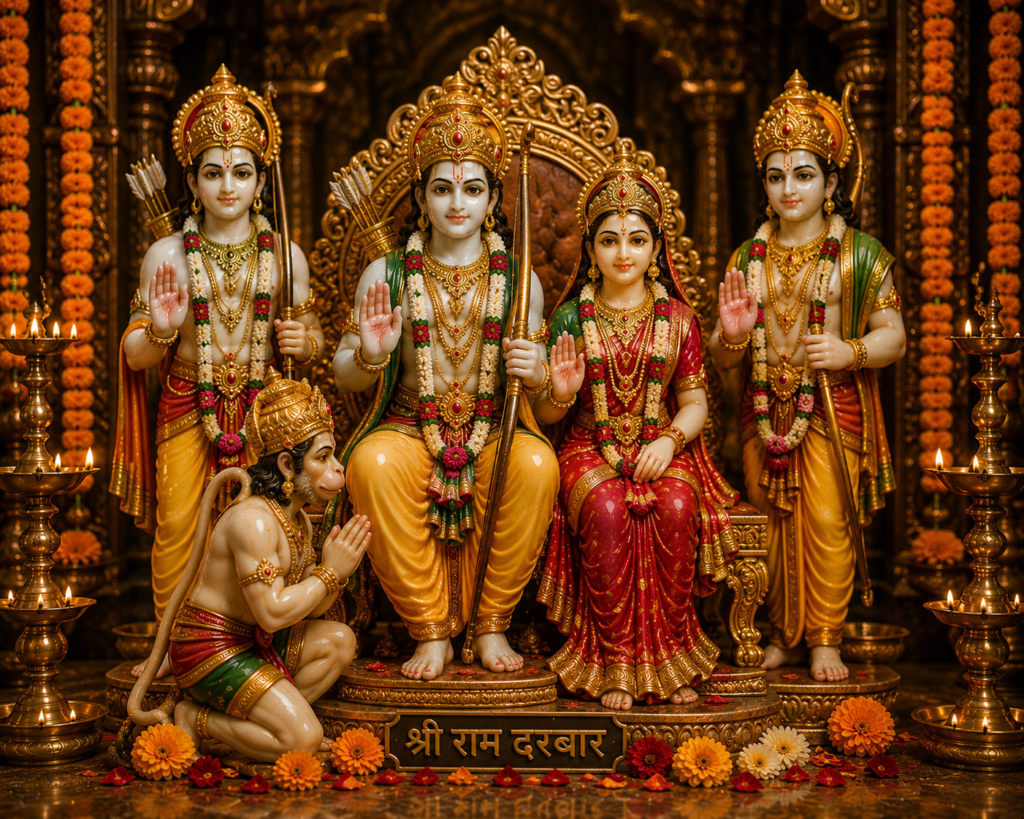 Ram Darbar temple altar scene