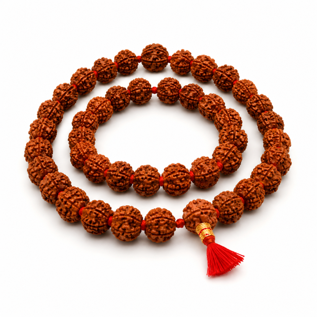 Rudraksha mala in spiral formation