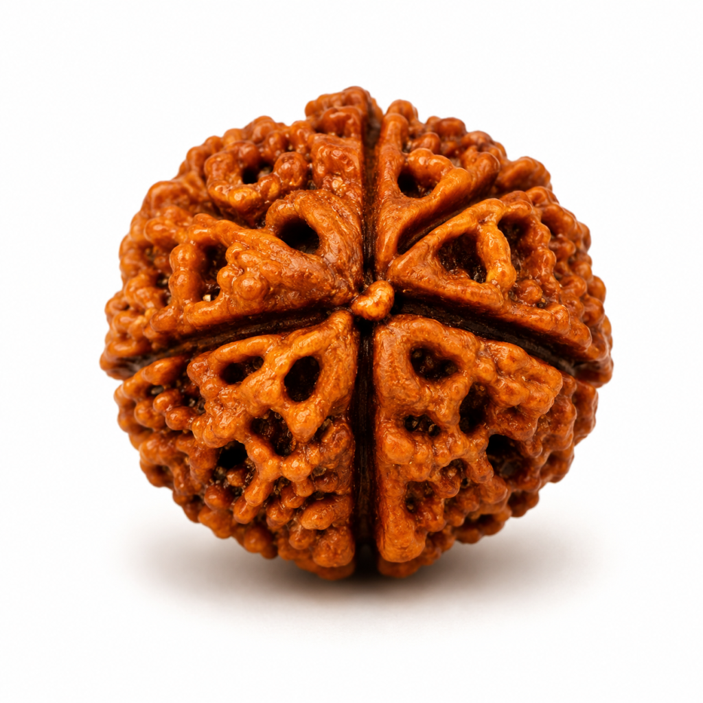 Rudraksha seed on white background