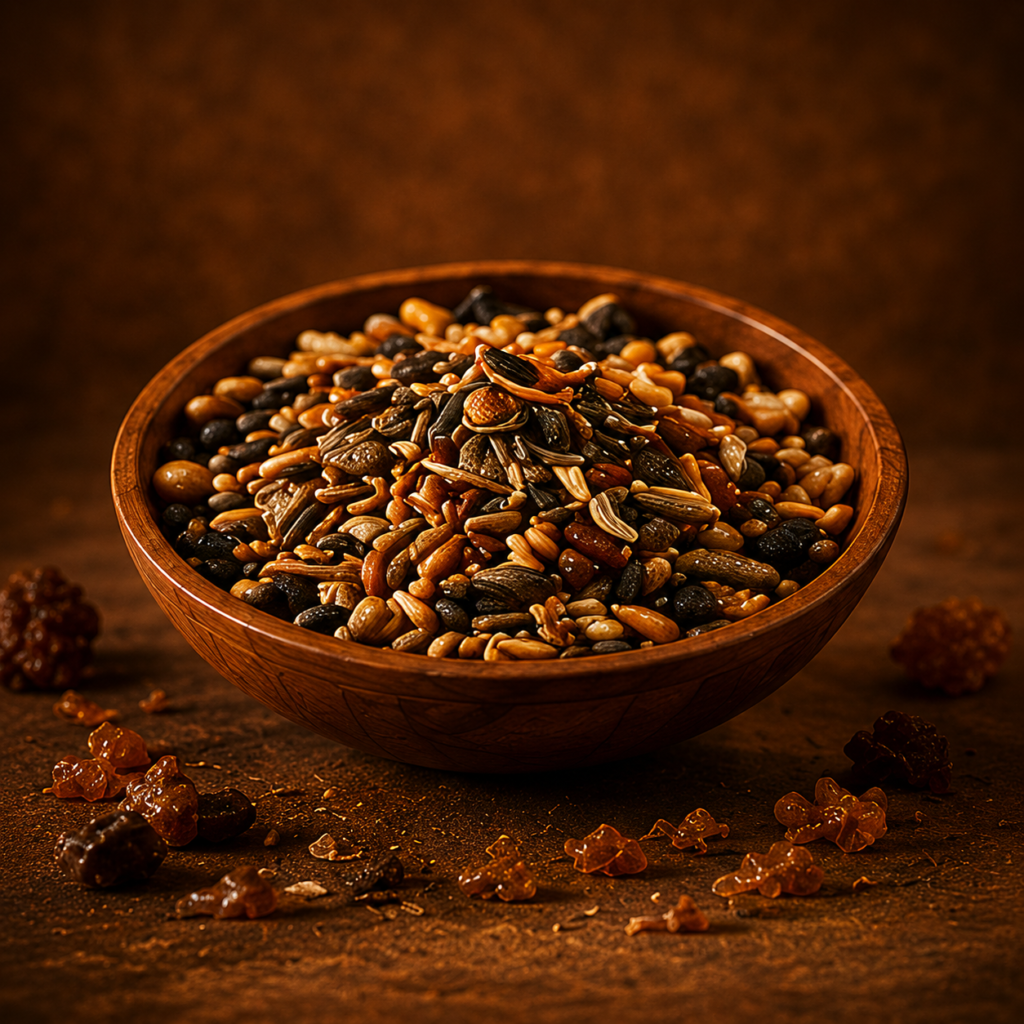 Rustic bowl of mixed seeds and nuts