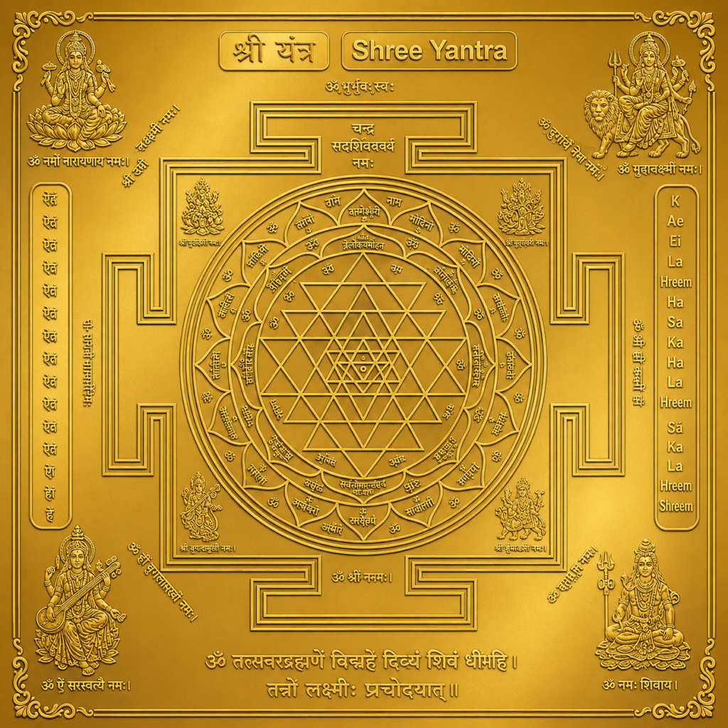 Shree Yantra with divine inscriptions