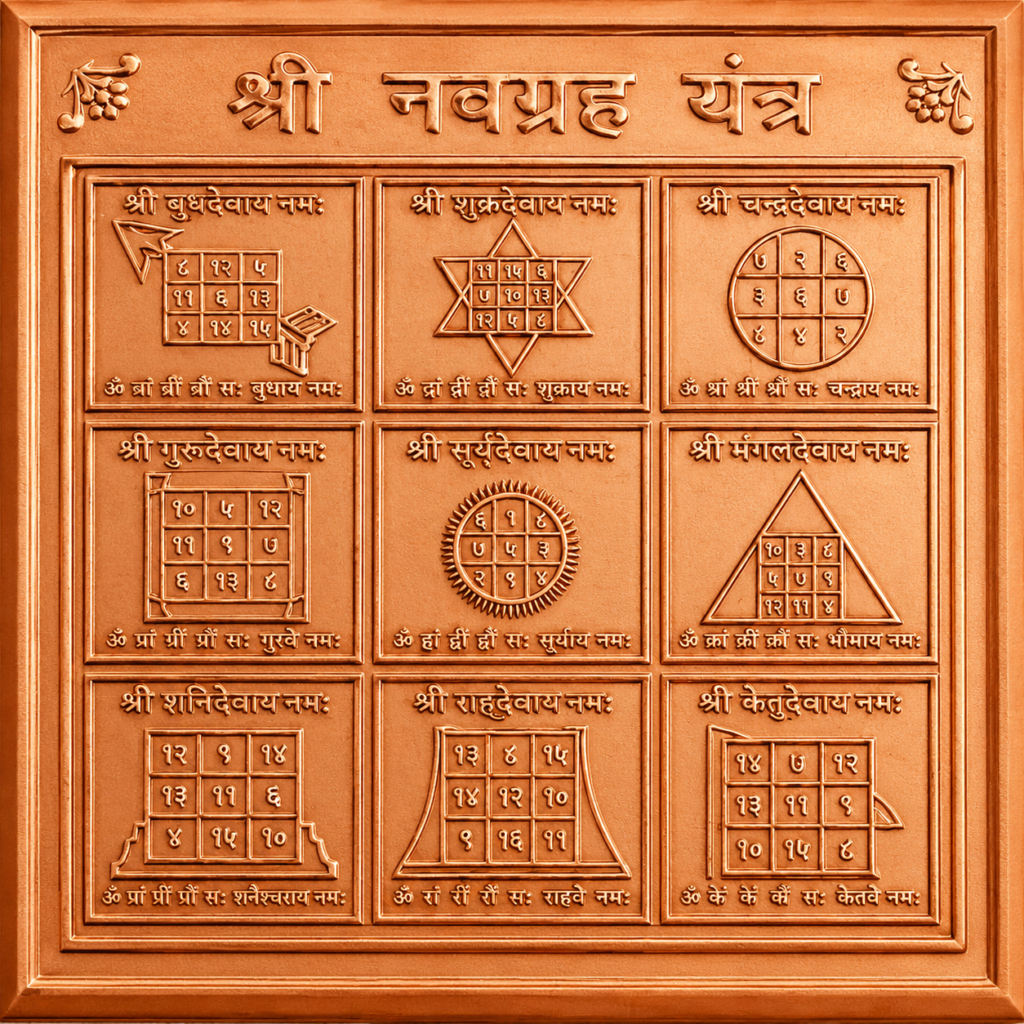 Shri Navgraha Yantra plaque close-up