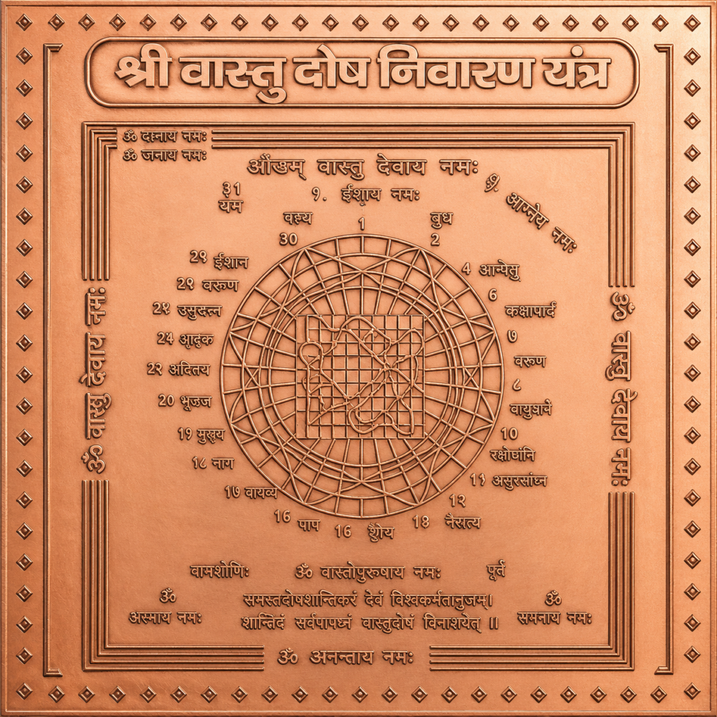 Vastu yantra engraving in copper