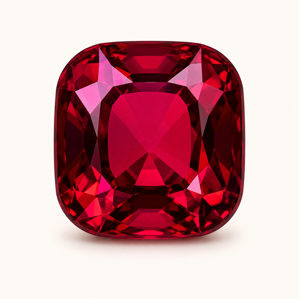 Vivid crimson-cut gemstone close-up